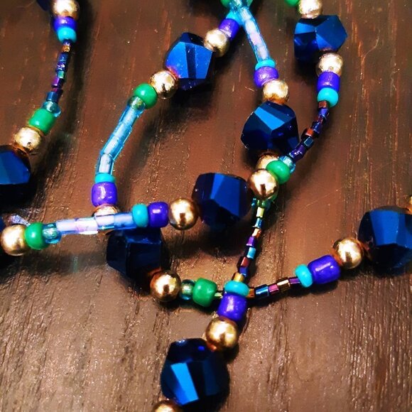 🐞NWT Boho Chic Artisan Handmade AAAA Shiny Crystal Bead Necklace Long Necklace - Picture 8 of 16